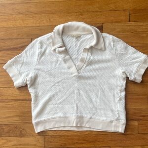 Madewell Cream Short Sleeve Collared Top